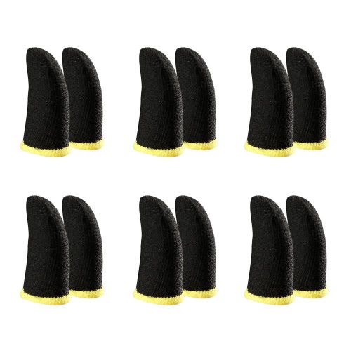 18-Pin Carbon Fiber Finger Sleeves for PUBG Mobile Games Contact Screen Finger Sleeves Black & Yellow(12 Pcs)