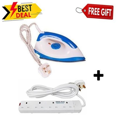 1000W Electric Dry Iron Box Plus Free 4-Way Extension