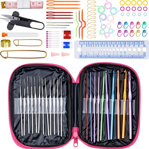 100 Pieces Crochet Hook Tool Set Knitting Hook Set With Box