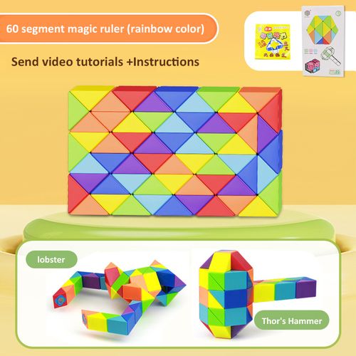 24-72 Segments Magic Rule Snake Rubix Cubo Multi-Color 3D Puzzle Fidget Toys