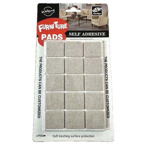 30pcs Furniture Pads Square Self-Stick Non-Slip Anti-Scratch Felt Pads Floors Protector Gray