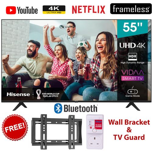 55 Inches Smart 4K UHD Frameless TV + Free Hanger+Surge Protector