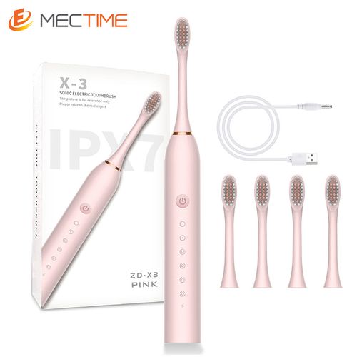 Electric Toothbrushes With 4 Brush Heads - Pink