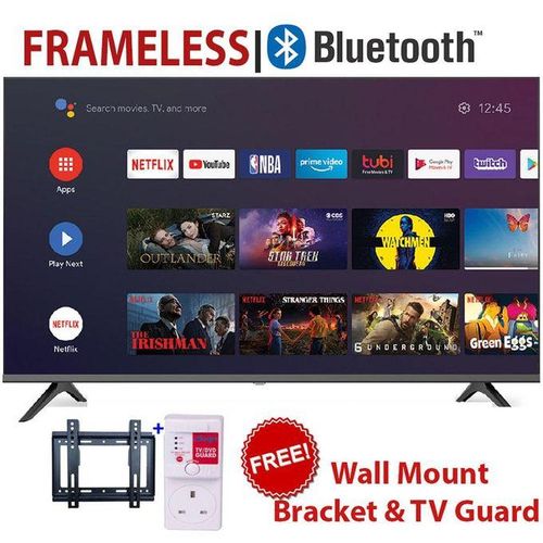 HTC3200S,32"Inch Bluetooth Enabled Frameless Smart Android TV Inbuilt Decoder NetflixYoutube Appstore+FREE TVGuard+Bracket