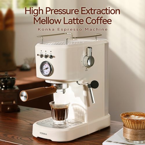 Professional Espresso Coffee Machine, Elegant Design, White Color