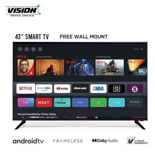 VP8843SF - 43" FHD Frameless Android OS Smart TV - Black