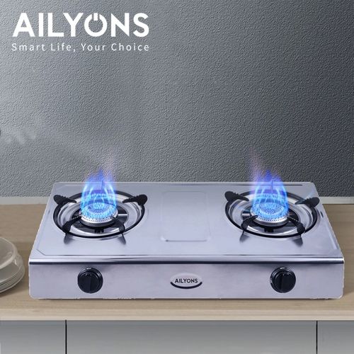 GS017 Gas Cooker Double Burner Stainless Steel Table Top (1YR WRTY)