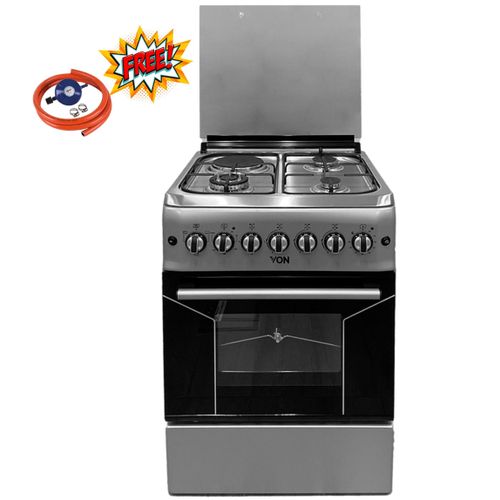 Standing Cooker 3Gas+1Electric with Electric Oven Glass Top Cover Automatic Ignition 1Yr Warranty FREE GIFTS- Silver